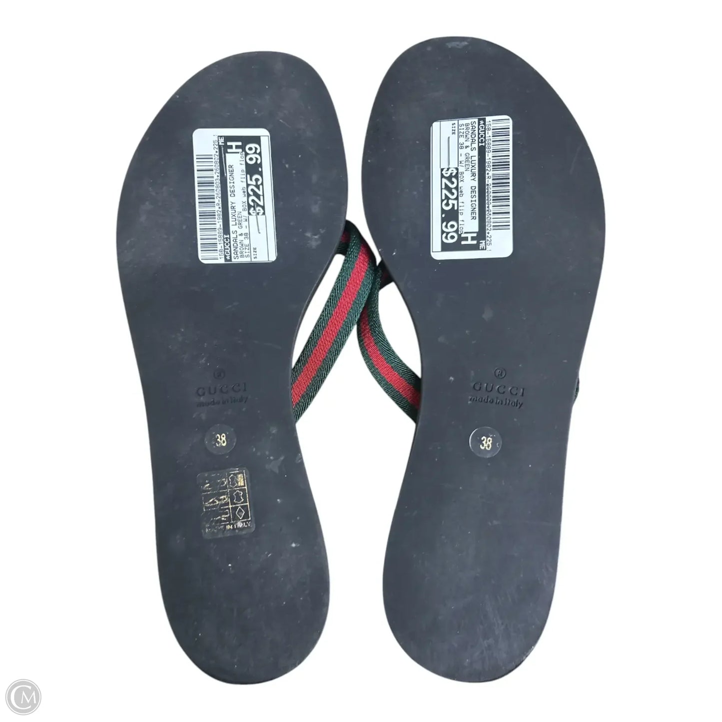 Sandals Luxury Designer By Gucci In Brown & Green