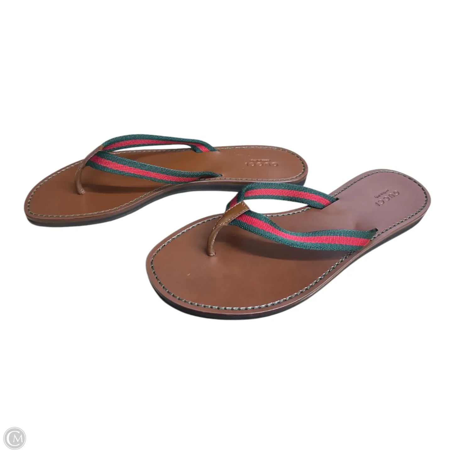 Sandals Luxury Designer By Gucci In Brown & Green