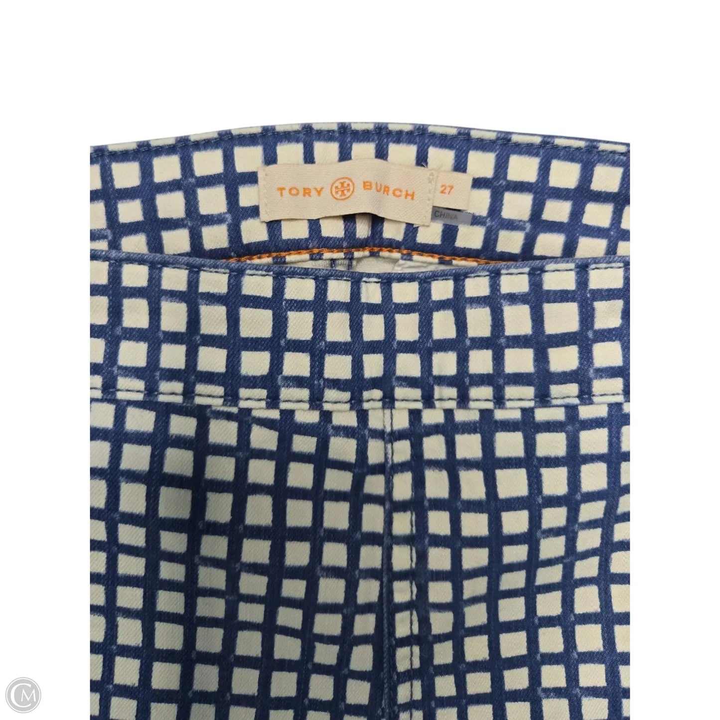 Pants Designer By Tory Burch In Blue & White, Size: 4