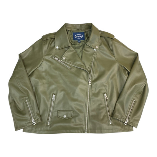 Jacket Moto By Scoop In Green, Size:Xxl