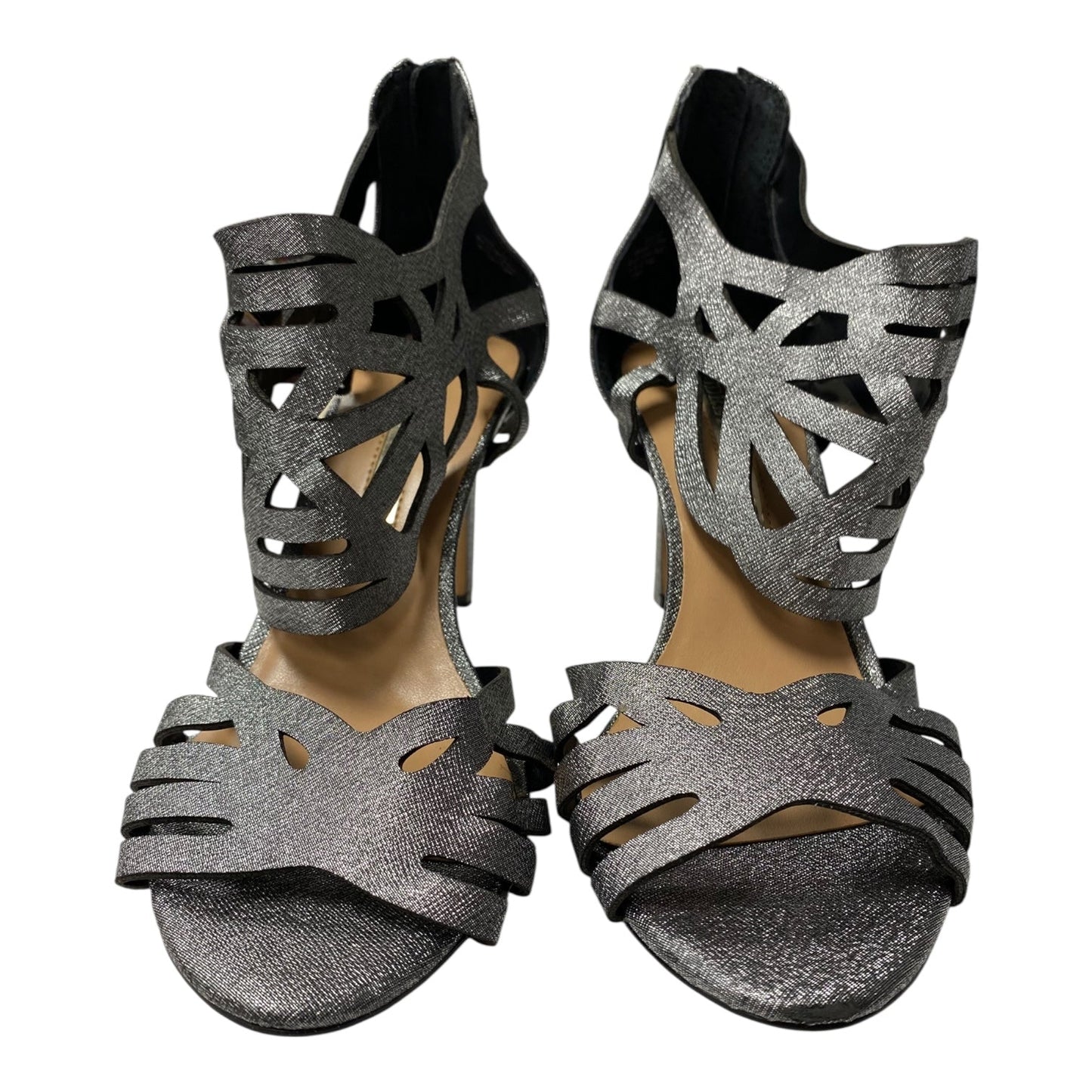 Shoes Heels Stiletto By Audrey Brooke In Silver, Size:8.5