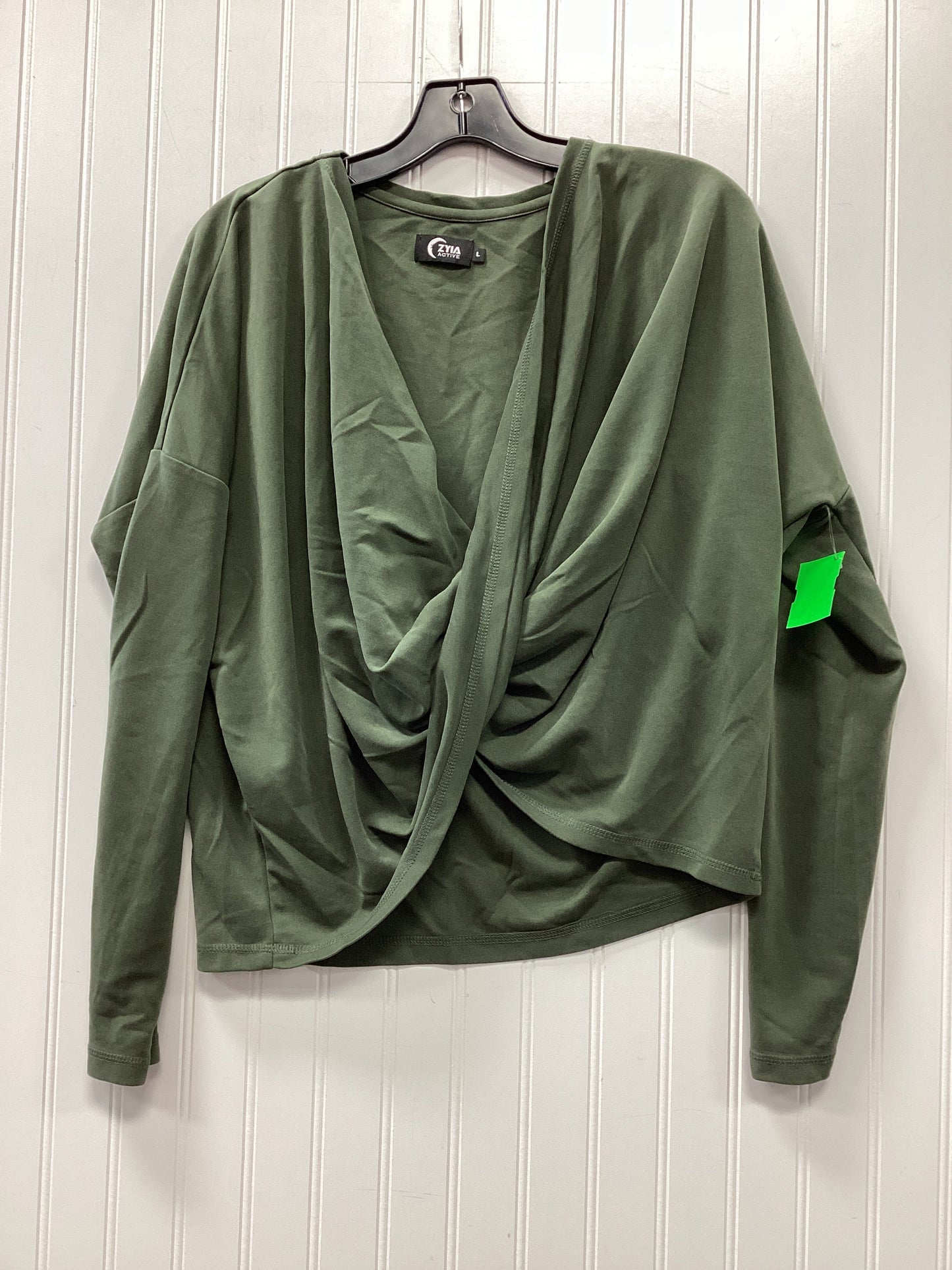 Athletic Top Ls Collar By Zyia In Green, Size:L