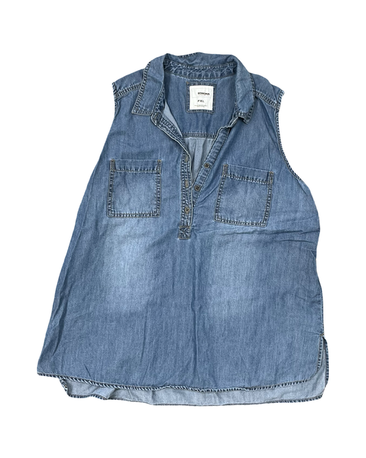 Top Sleeveless By Sonoma In Blue Denim, Size:Xlp