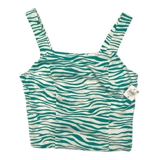Top Sleeveless By Bar Iii In Green & White, Size:1X