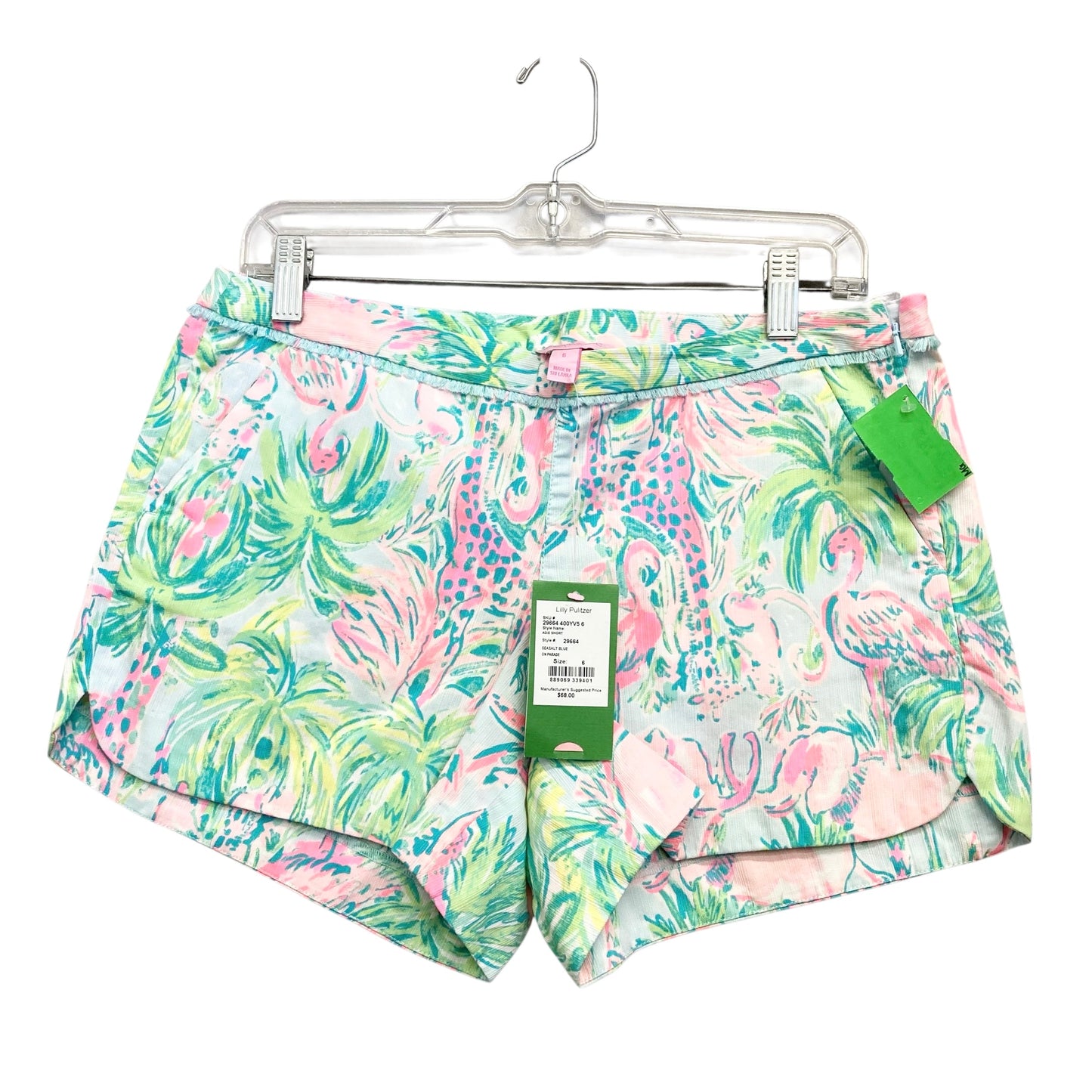 Shorts Designer By Lilly Pulitzer In Green & Pink, Size:6