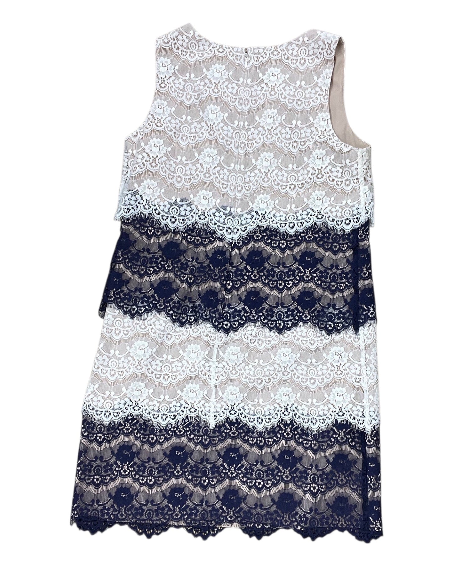 Dress Work By Jessica Simpson In Blue & Cream, Size:2