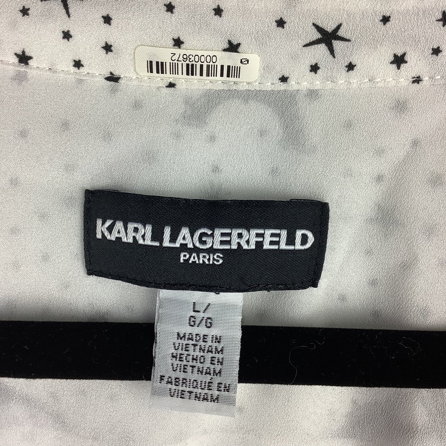 Top Long Sleeve Designer By Karl Lagerfeld In Black & White, Size: L