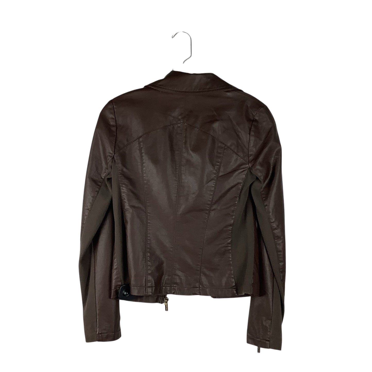 Jacket Leather By Calvin Klein In Brown, Size: Xsp