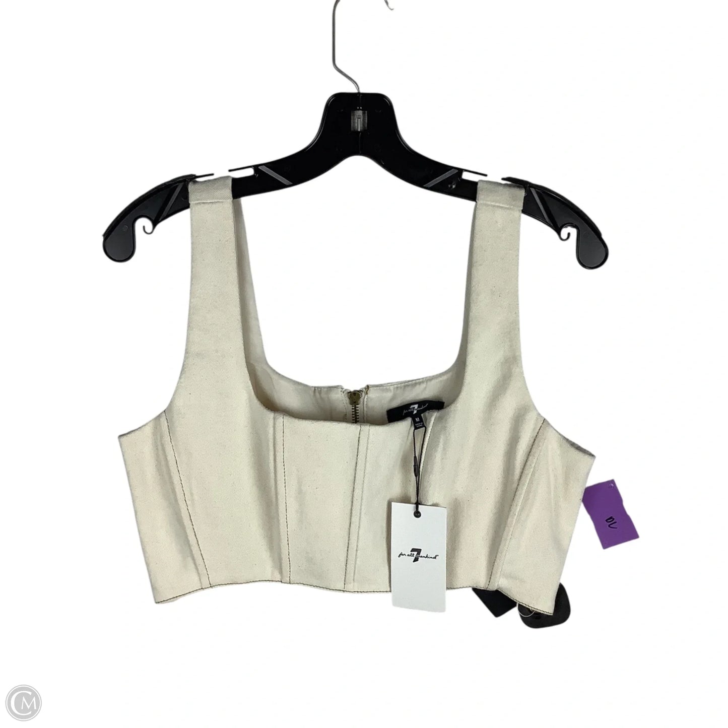 Top Sleeveless By 7 For All Mankind In Cream Denim, Size: M