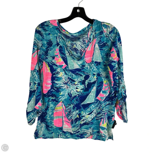 Top Long Sleeve Designer By Lilly Pulitzer In Blue & Pink, Size: Xs