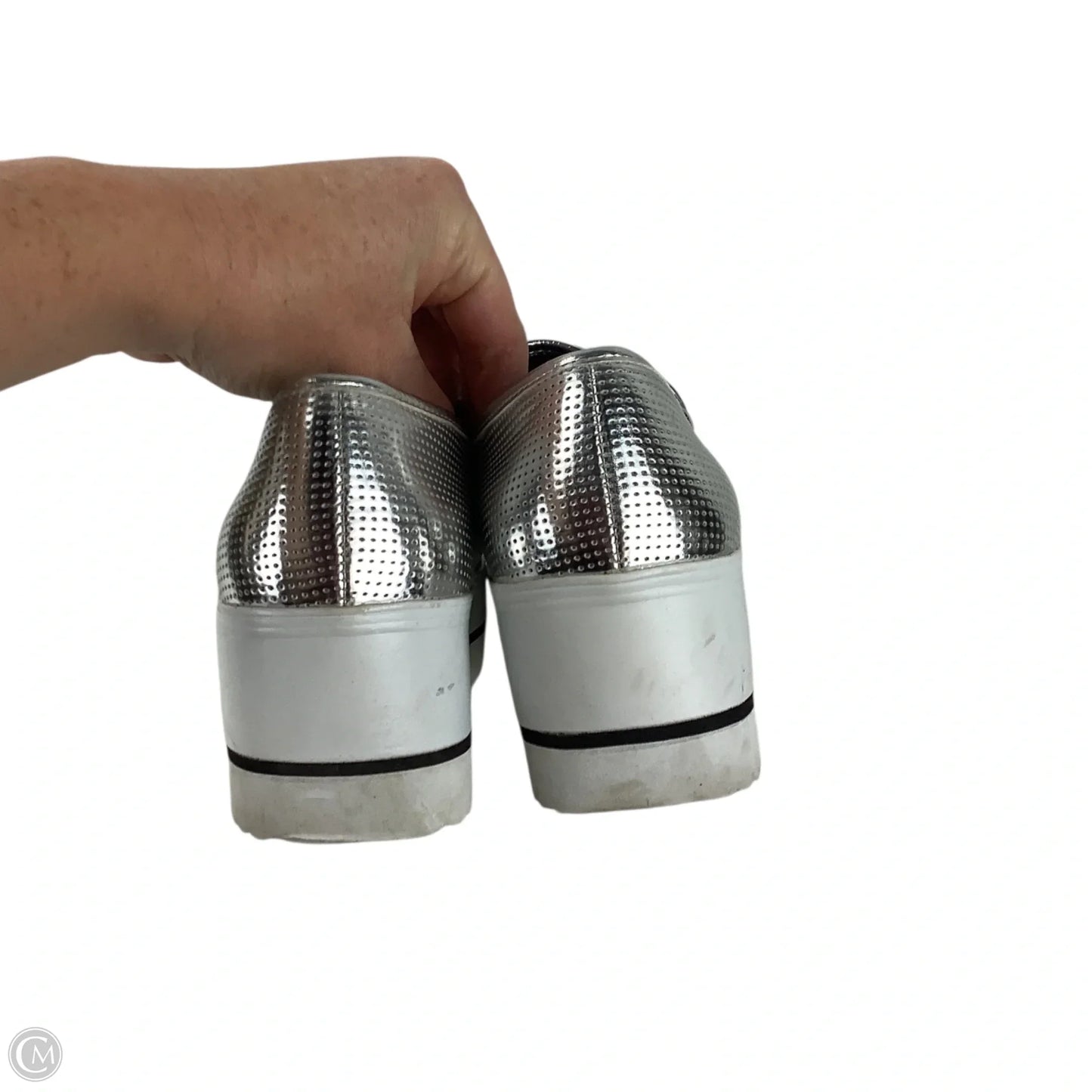 Shoes Heels Platform By Steve Madden In Silver, Size: 8.5