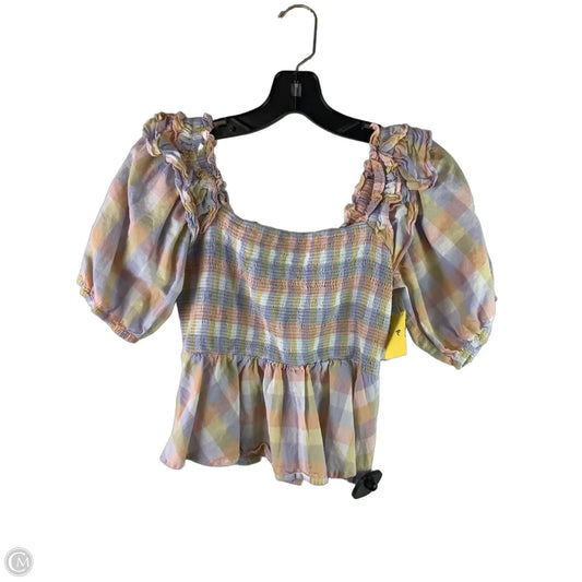 Top Short Sleeve By Entro In Plaid Pattern, Size: S