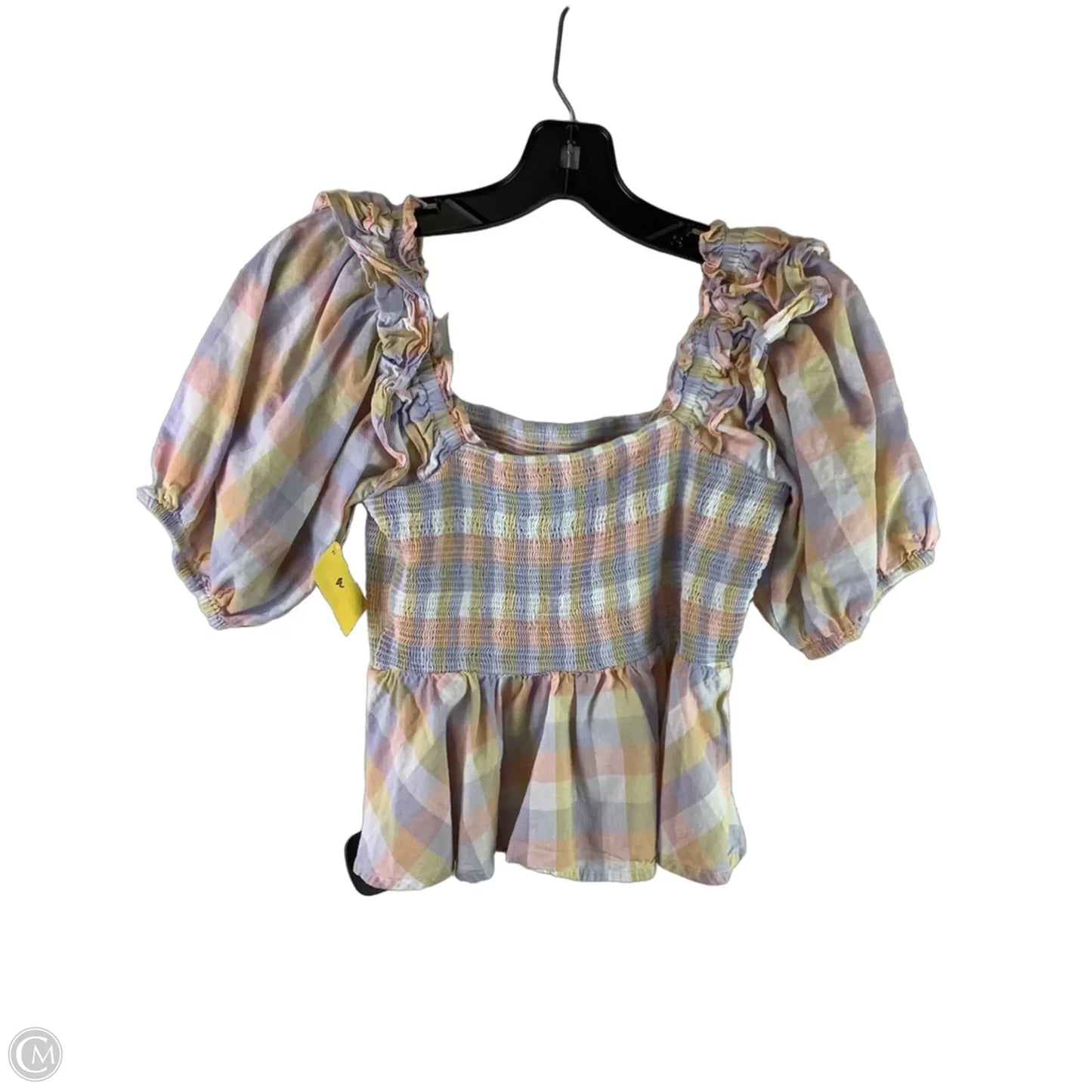 Top Short Sleeve By Entro In Plaid Pattern, Size: S