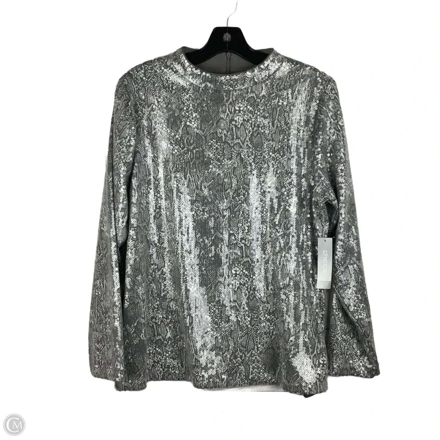 Top Long Sleeve By Chicos In Grey, Size: L
