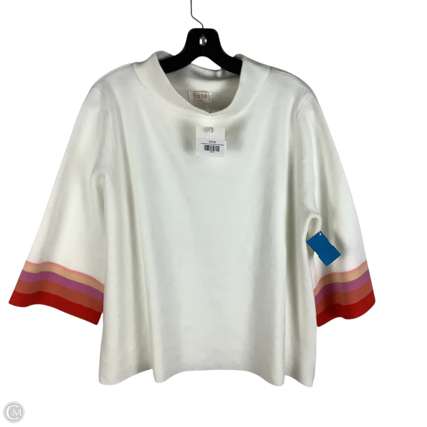 Sweater By Fate In Orange & White, Size: L