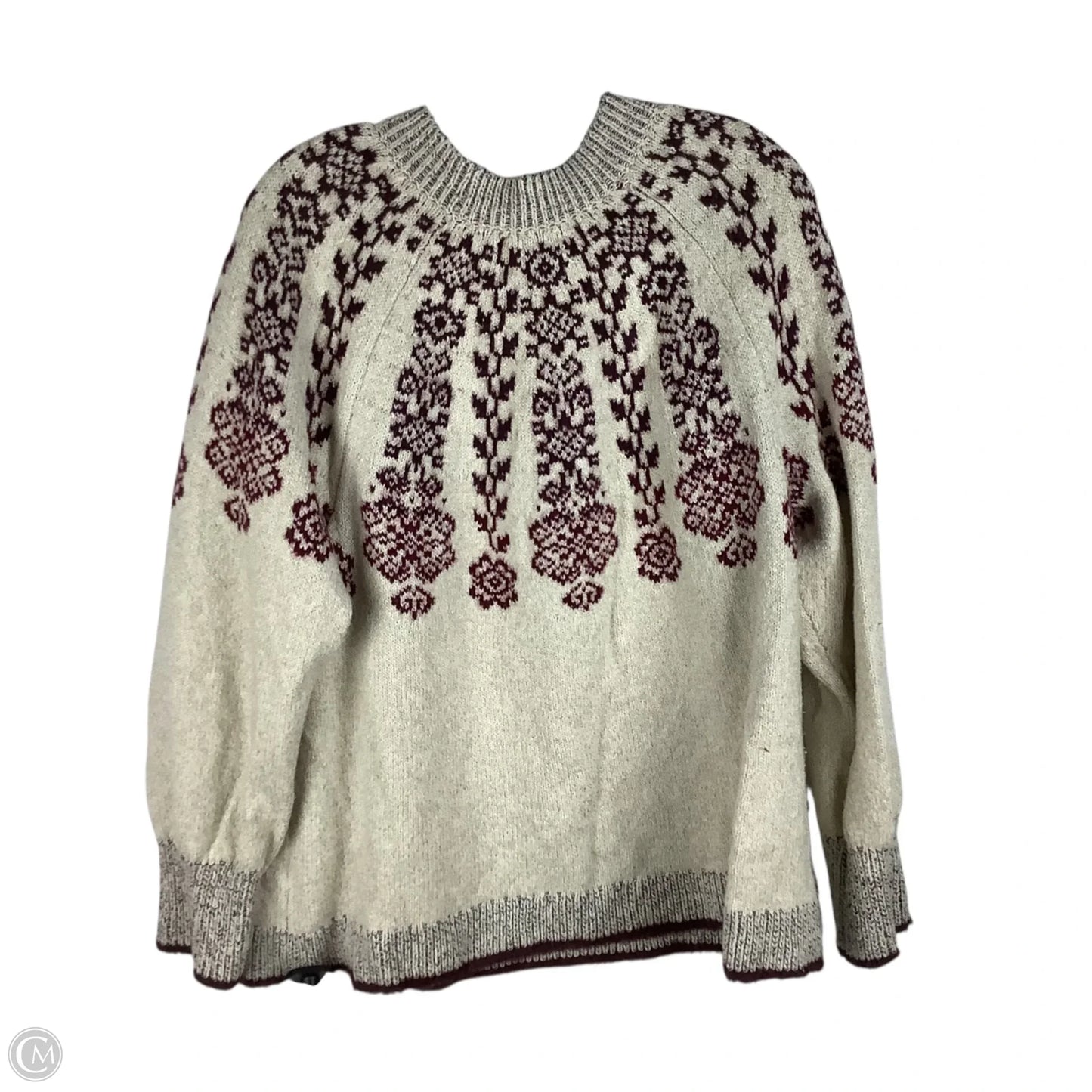 Sweater By J. Jill In Cream & Red, Size: Xl