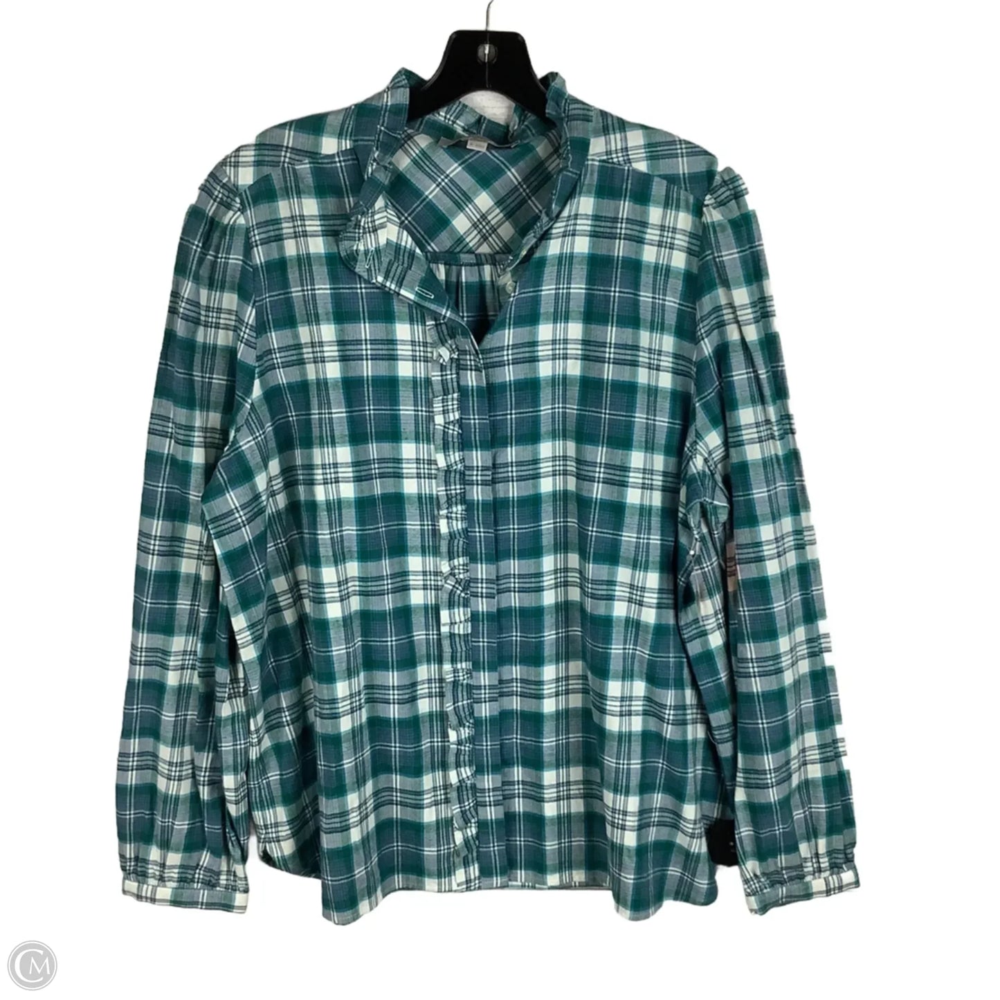 Top Long Sleeve By Loft In Plaid Pattern, Size: Xl