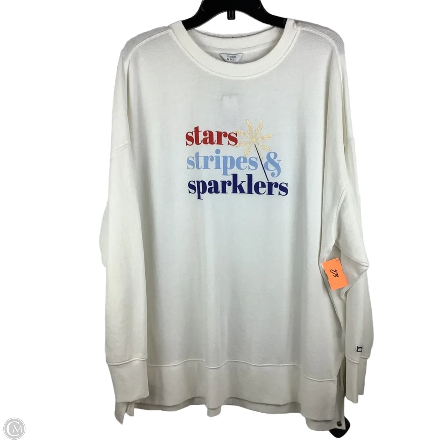 Top Long Sleeve By Crown And Ivy In Blue & Red & White, Size: Xl