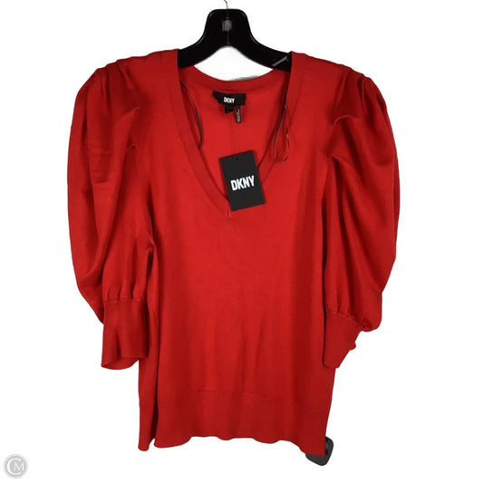 Sweater Short Sleeve By Dkny In Red, Size: L