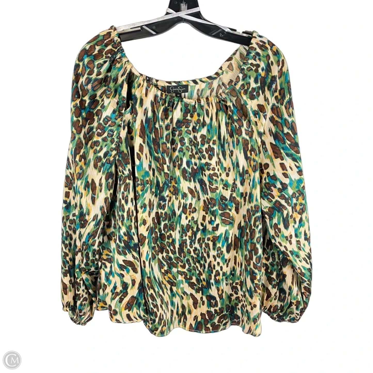 Top Long Sleeve By Jessica Simpson In Animal Print, Size: 1x