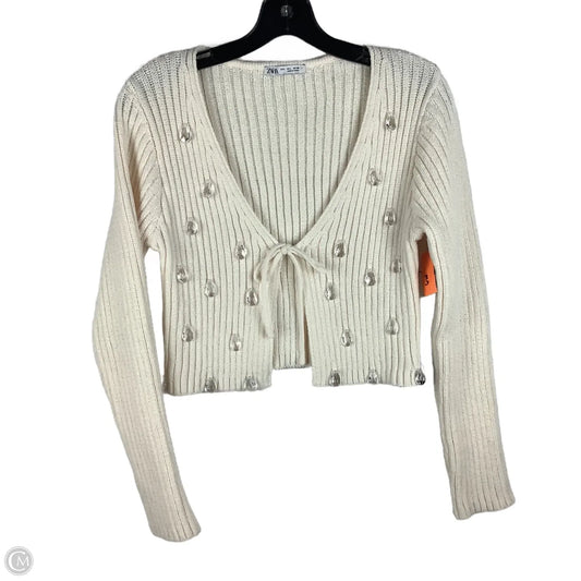 Sweater Cardigan By Zara In Cream, Size: L