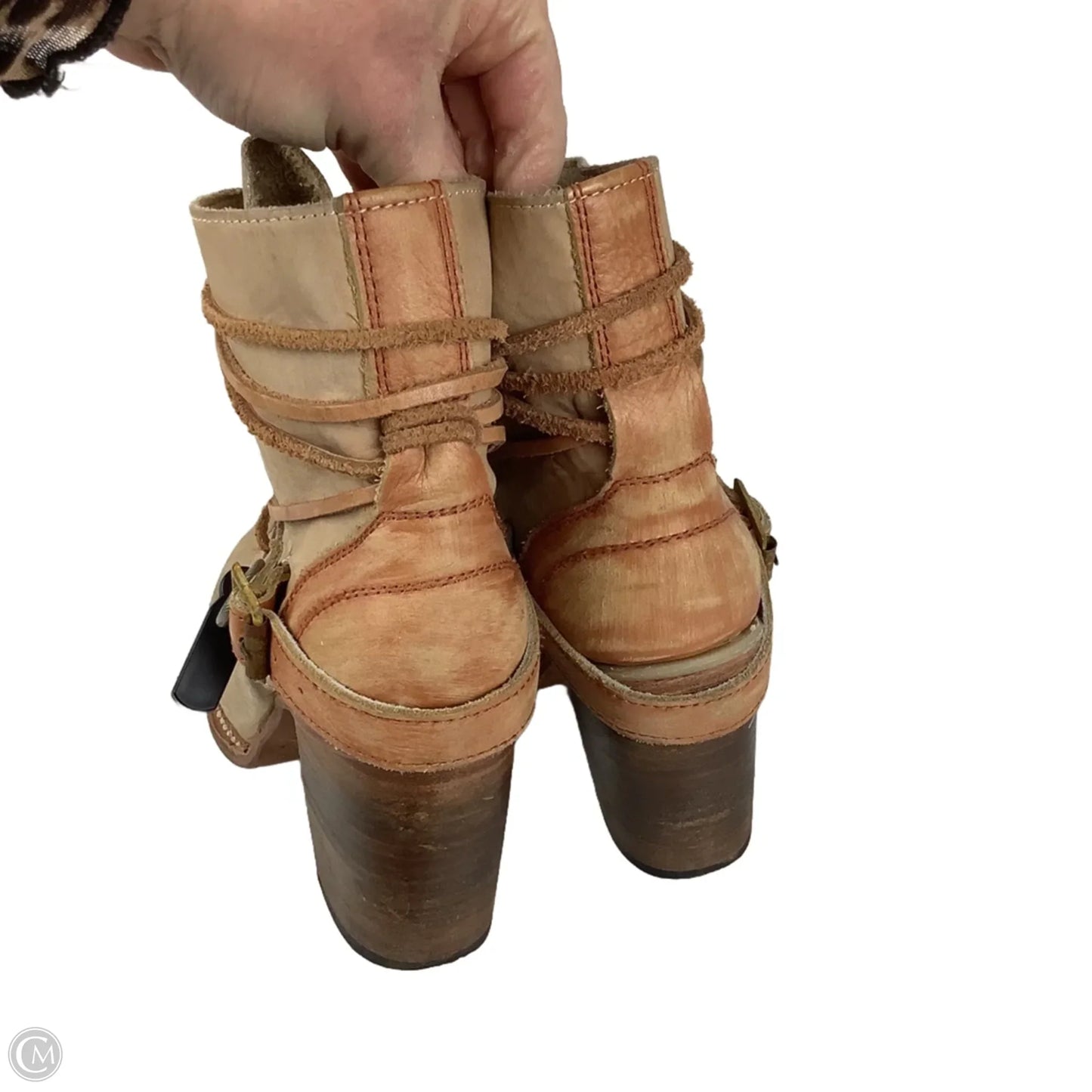 Boots Ankle Heels By Freebird In Brown, Size: 8