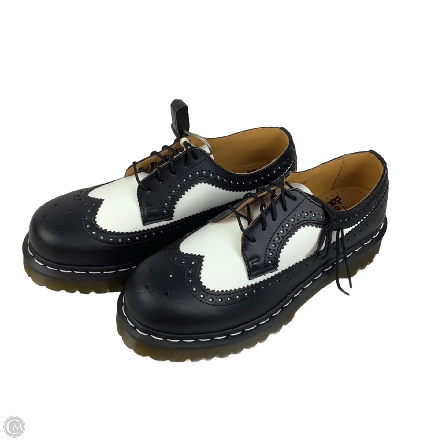 Shoes Flats By Dr Martens In Black & White, Size: 8