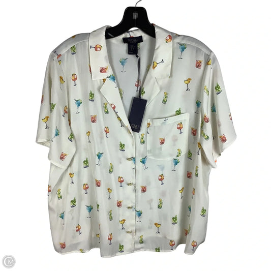 Top Short Sleeve By Rachel Zoe In White & Yellow, Size: Xl