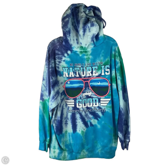 Sweatshirt Hoodie By Simply Southern In Tie Dye Print, Size: Xxl - First picture is back