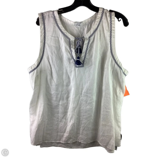 Top Sleeveless By Crown And Ivy In White, Size: 2x 100% linen