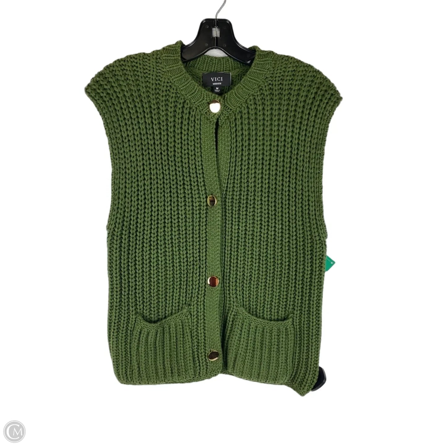 Vest Sweater By Vici In Green, Size: M
