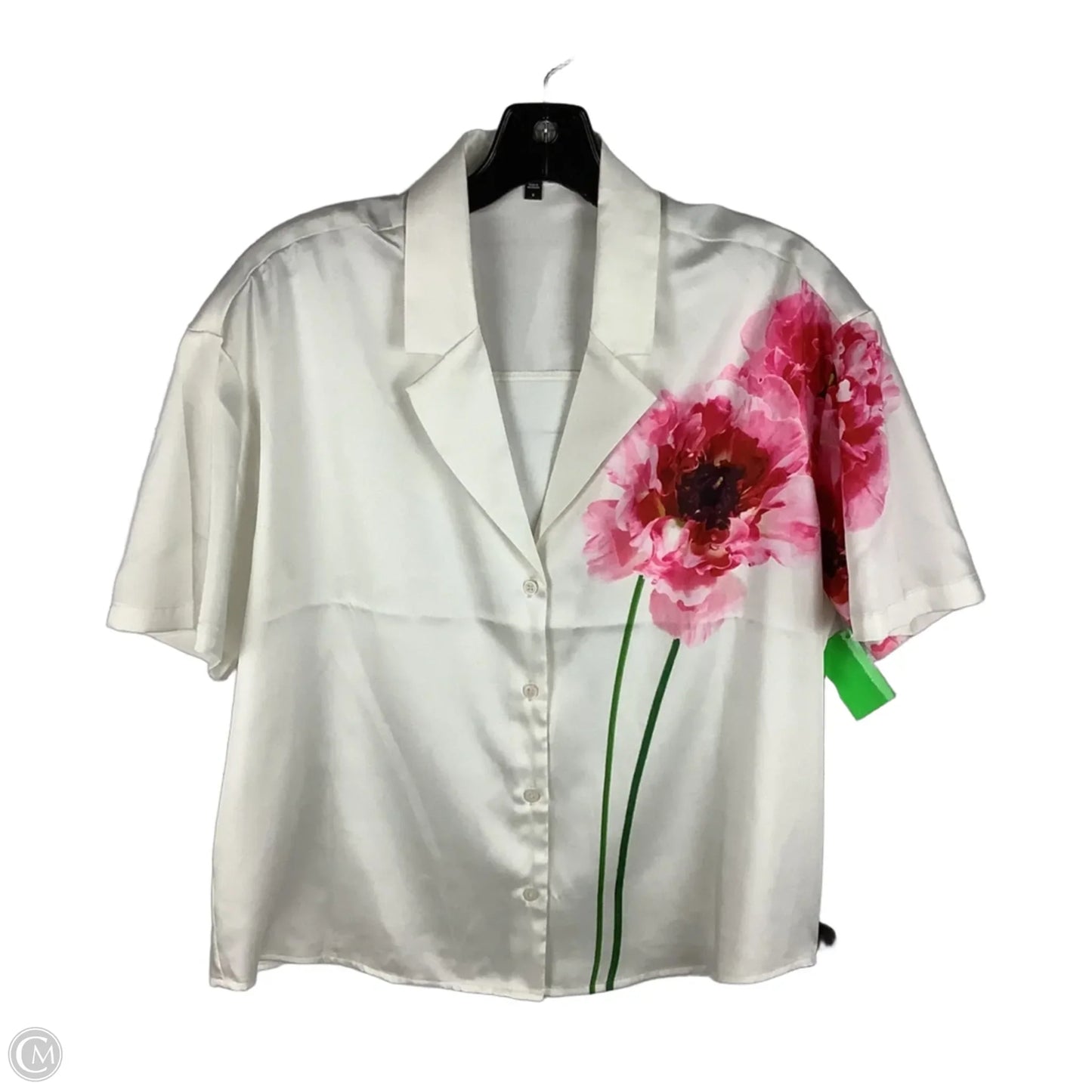 Top Short Sleeve By Express In Pink & White, Size: S