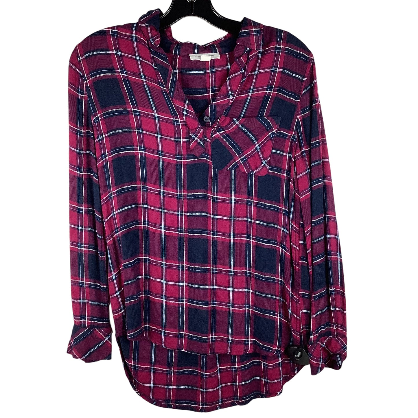 Top Long Sleeve By Beachlunchlounge In Plaid, Size: S