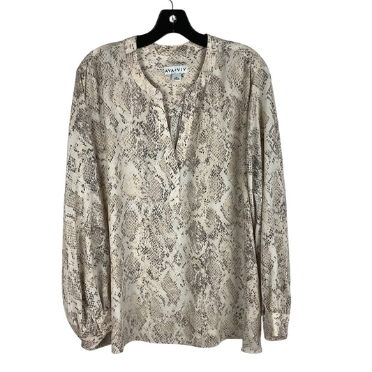 Top Long Sleeve By Ava & Viv In Snakeskin Print, Size: 2x