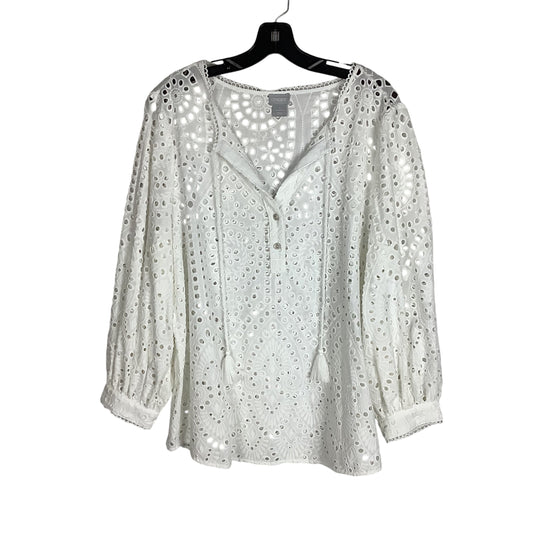 Top Long Sleeve By Chicos In White, Size: L