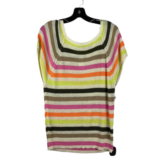 Striped Pattern Sweater Short Sleeve Loft, Size L