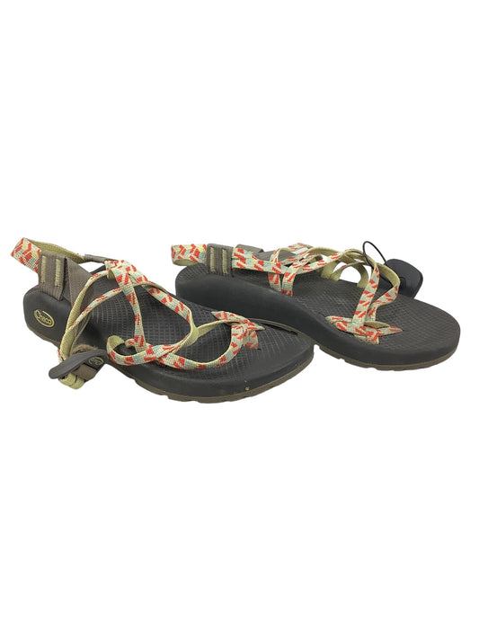 Orange & Yellow Sandals Sport Chacos, Size 8