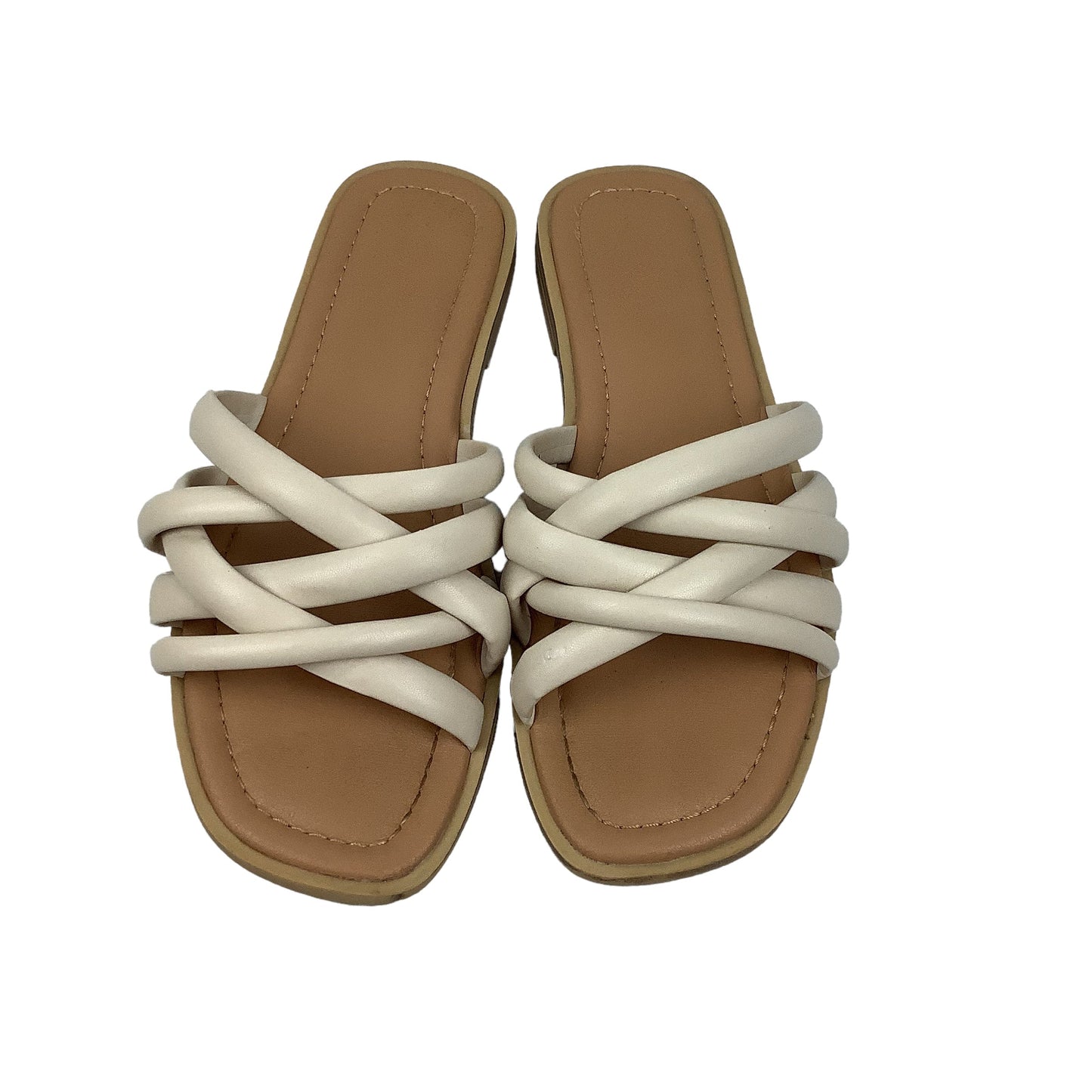 Cream Sandals Flats Universal Thread, Size 8