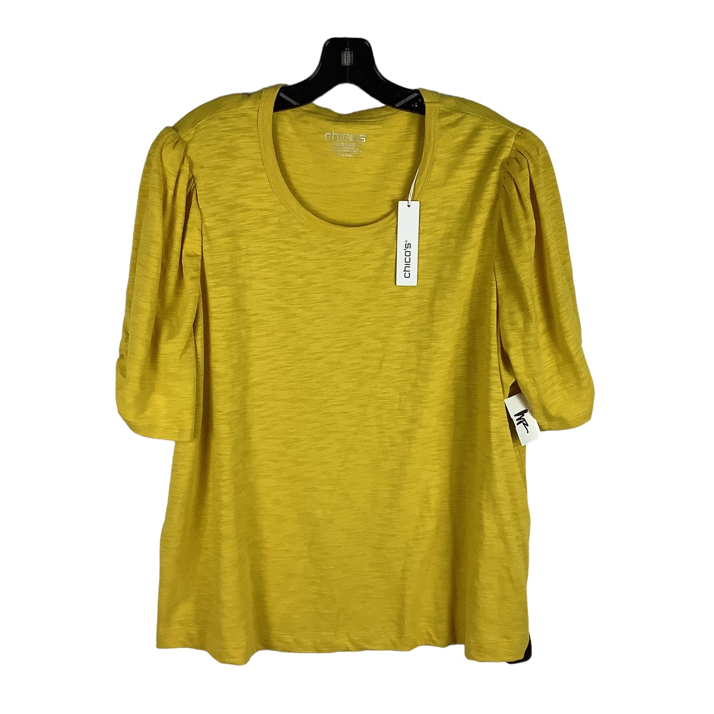 Yellow Top Short Sleeve Chicos, Size Xxl