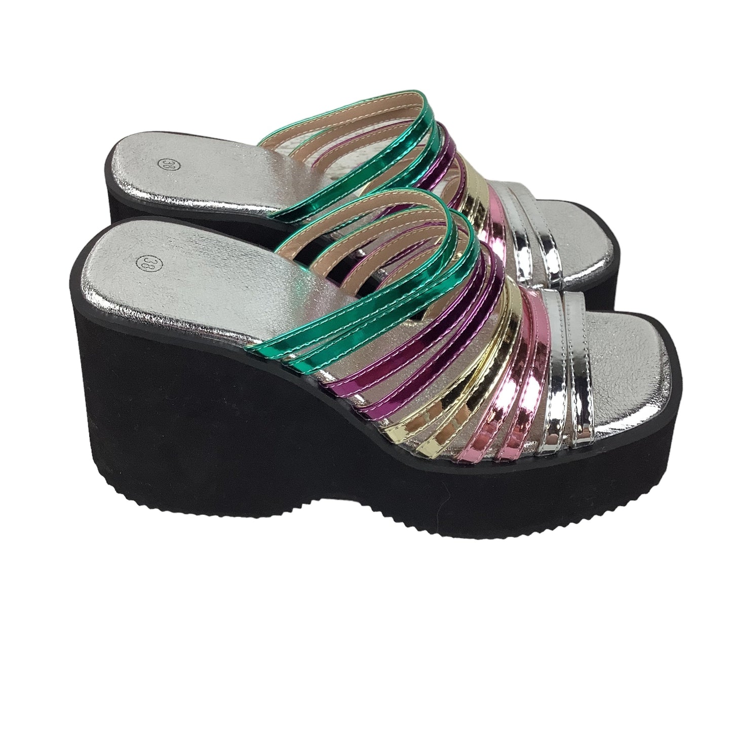 Multi-colored Sandals Heels Platform Clothes Mentor, Size 7.5 (38)
