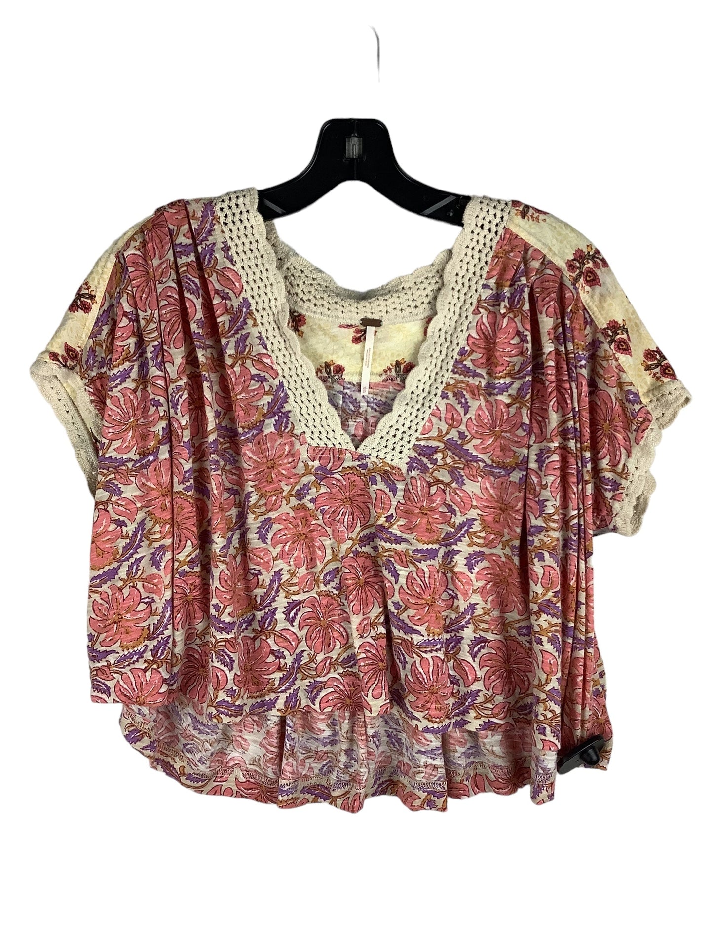 Floral Print Top Short Sleeve Free People, Size Xs