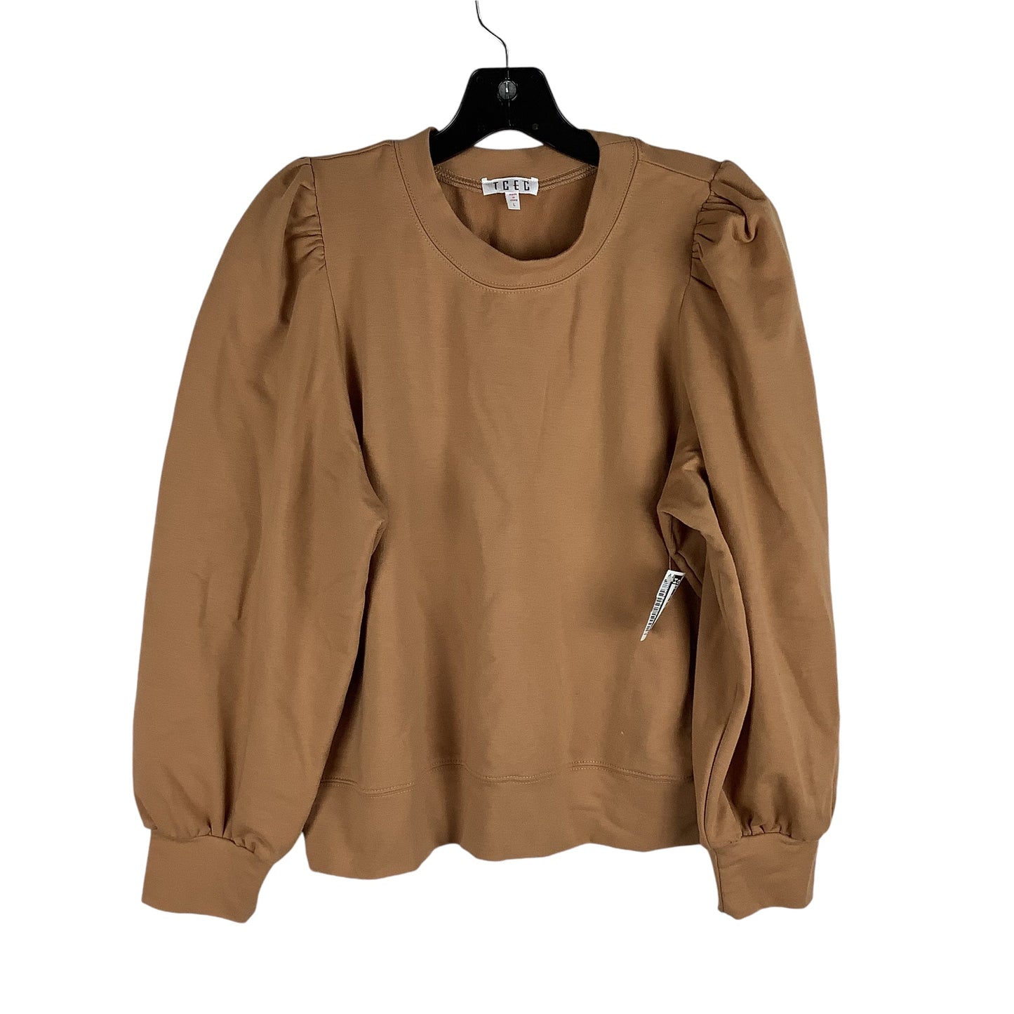 Top Long Sleeve By Tcec In Brown, Size: L