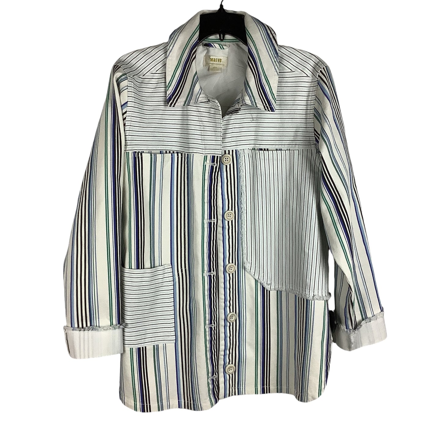 Jacket Shirt By Maeve In Striped Pattern, Size: M