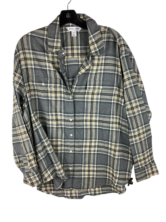 Top Long Sleeve By Old Navy In Plaid Pattern, Size: M