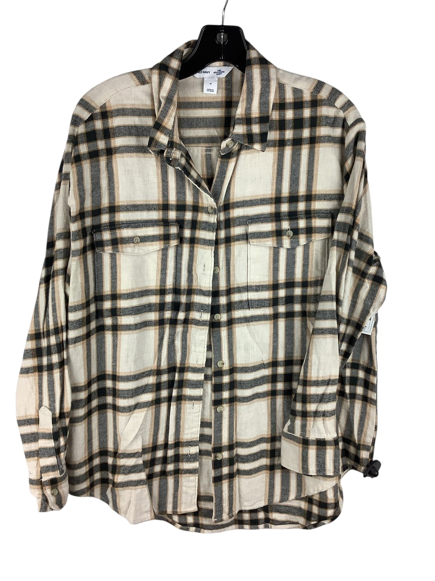 Top Long Sleeve By Old Navy In Plaid Pattern, Size: M