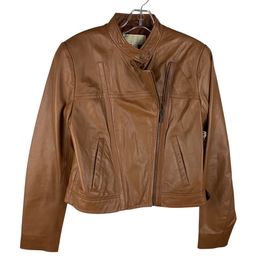 Jacket Leather By Michael By Michael Kors In Brown, Size: M