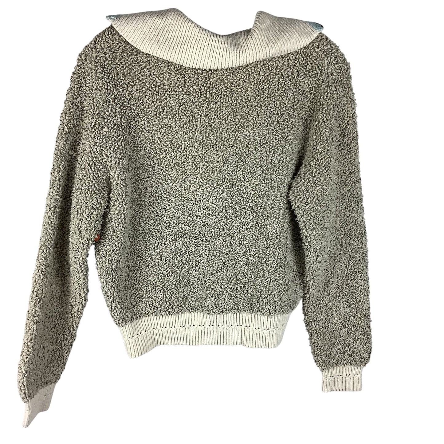 Sweatshirt Collar By Moth In Cream & Grey, Size: S