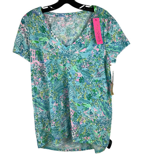 Top Short Sleeve Designer By Lilly Pulitzer In Blue, Size: L