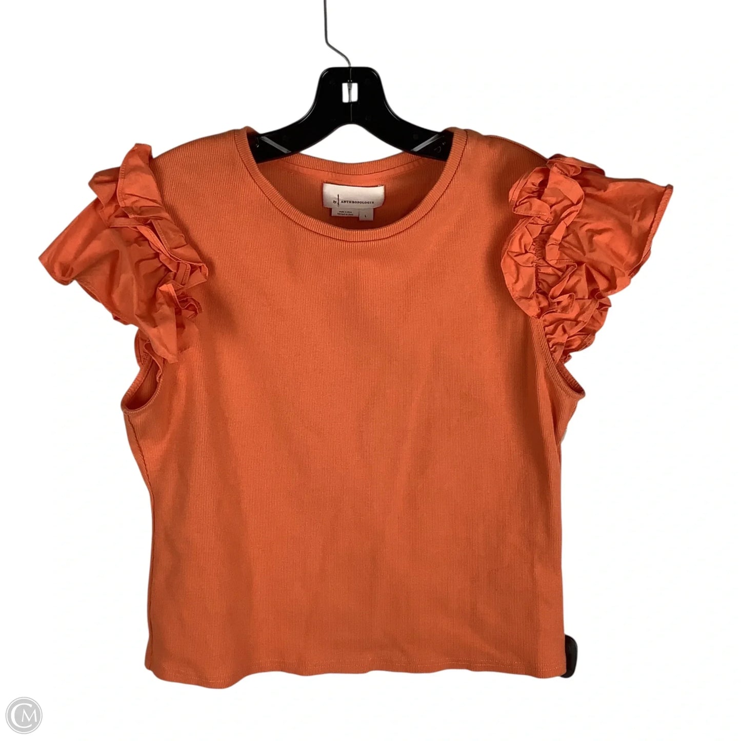 Top Short Sleeve By Anthropologie In Orange, Size: L