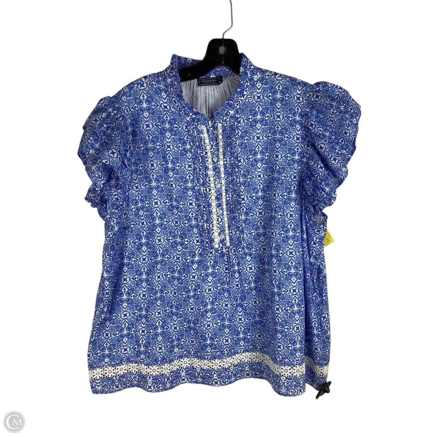 Top Short Sleeve By Vineyard Vines In Blue & White, Size: Xl